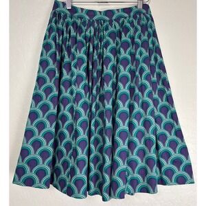 PinUp Girl Clothing Skirt 50s Purple Green Cottagecore Sz L Pockets 1993